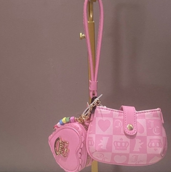 Juicy Couture Handbags - Juicy Couture Pink Checker Heart Crossbody with Heart Coin Pouch